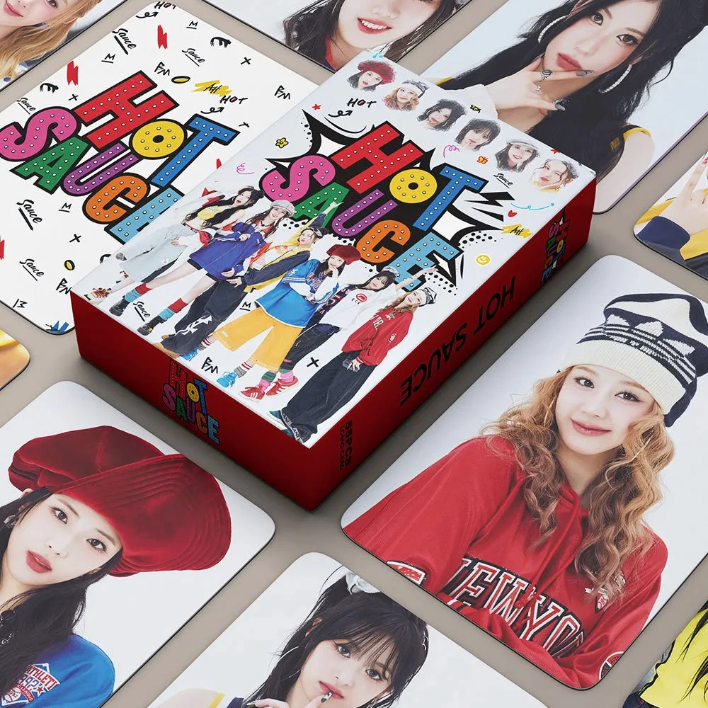55pcs/Set Kpop Girl Group New Album HOT SAUCE Lomo card HELLO MONSTIEZ Photo Card 1st Anniversary Lomo card for Student Gifts