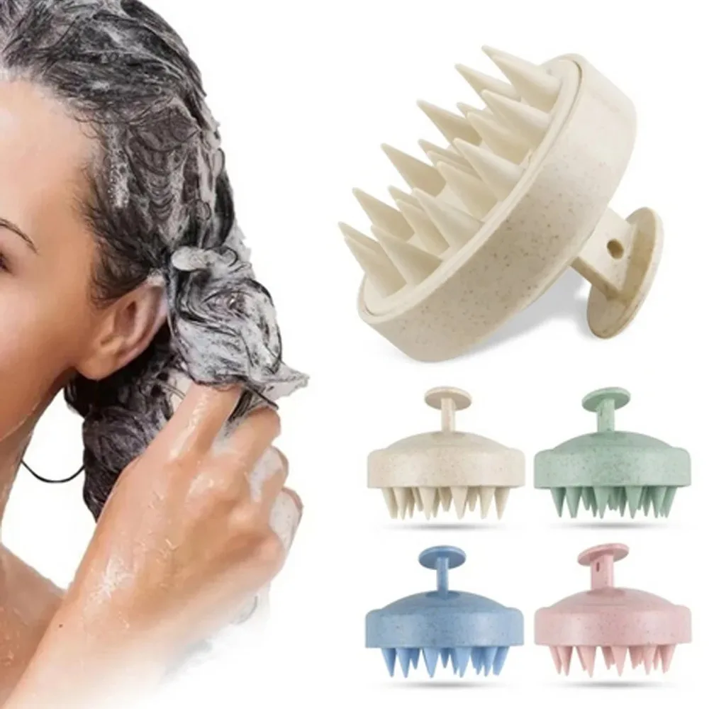Silikon Haar Waschen Pinsel Weizen Stroh Silikon Haar Waschen Pinsel Kopf Pinsel Kopfhaut Stoppen Juckreiz Kratzen Kamm Friseur Set Image