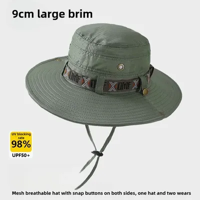 Summer Bucket Hat Outdoor UV Protection Wide Brim Panama Safari Hat Mesh Fisherman Beach Cap for Hiking Cycling Fishing Hat