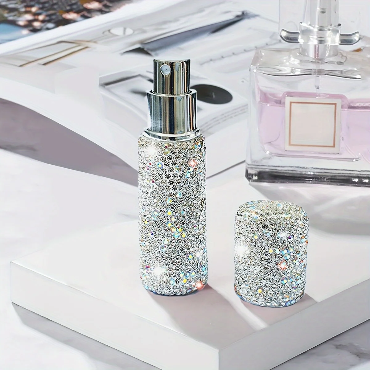 Neue 10 ml Tragbare Mini Diamant Glas Nachfüllbare Parfüm Flaschen Spray Pumpe Leere Kosmetische Behälter Zerstäuber Fläschchen Für Reise Image