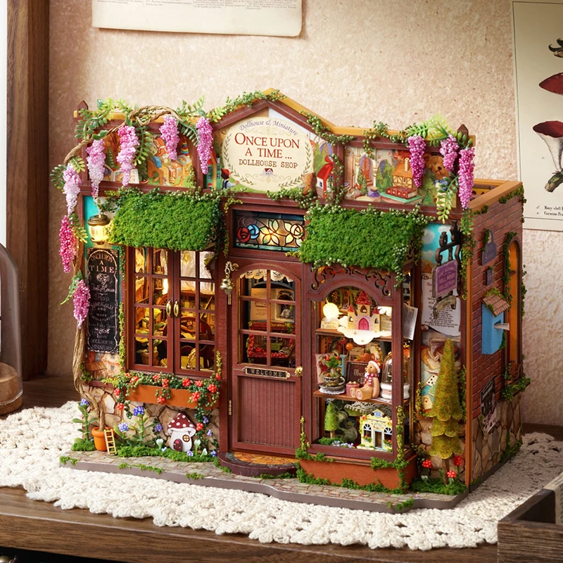 Holz Puppenhaus Kit 3D Puzzle Montage Gebäude Modell DIY Handgemachte Spielzeug Set Zimmer Schlafzimmer Dekoration Puppenhaus Für Weihnachten Gif