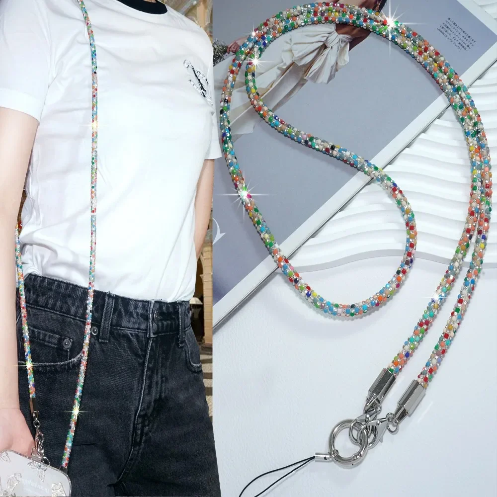 New Luxury Crystal Rhinestone Phone Lanyard Bright Bling Bling Phone Case Chain Straps Phone Anti-lost Rope Phone Accessories