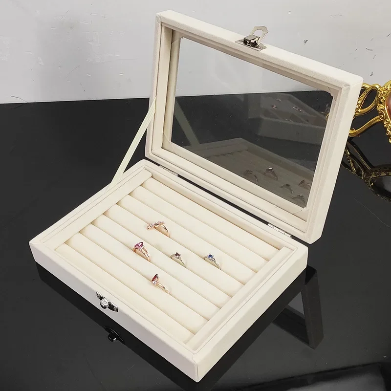New 1PC Jewelry Storage Box Wholesale Home Jewelry Display Box with Covered Necklace Ring Jewelry Organizer