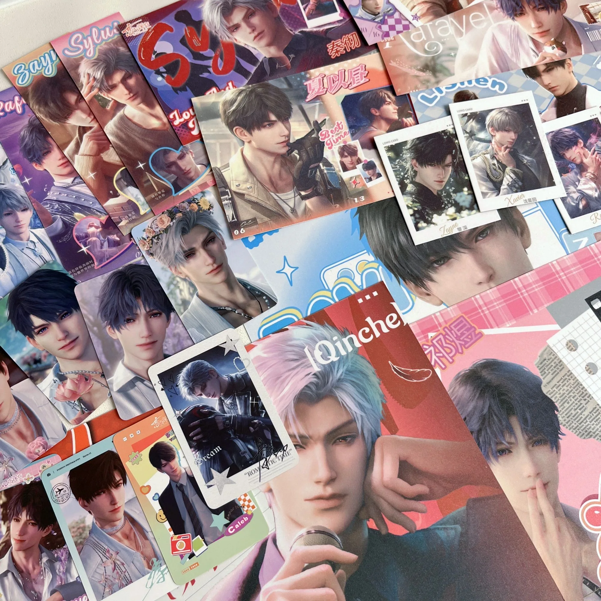 28PCS Love And Deepspace Lucky Bag Set - Caleb Sylus Zayne Xavier Postcard Photocard & Laser Ticket Fans Gift