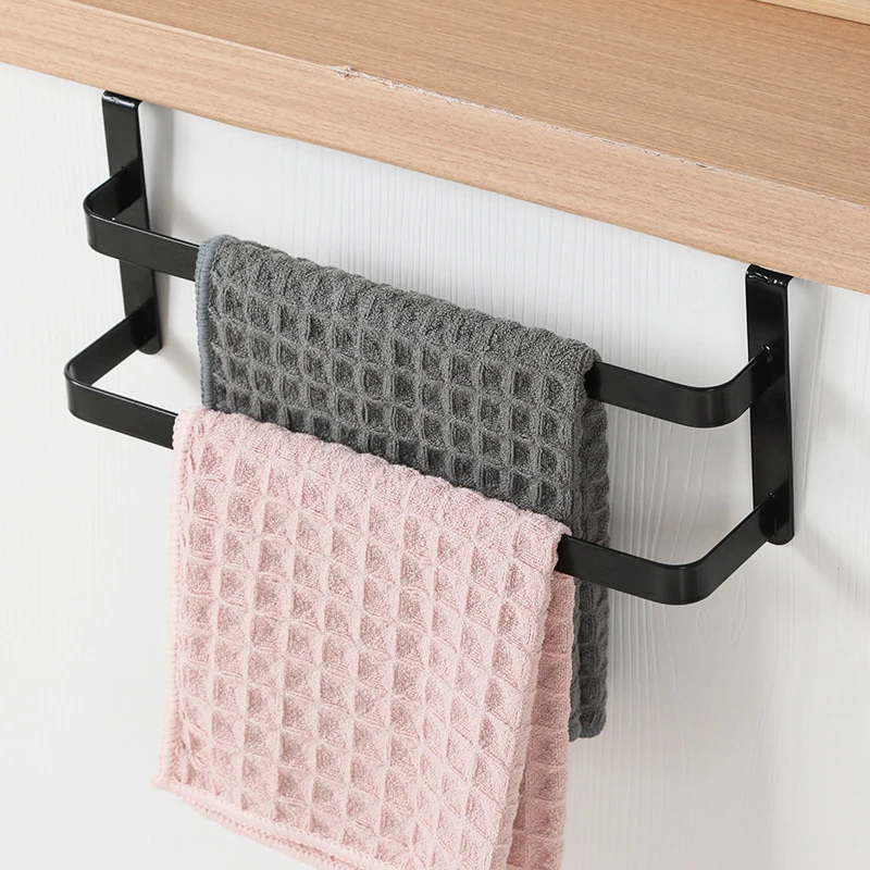 Kitchen/Bathroom Towels Rack Wrought Iron Double-Layer Over-the-Door Towel Rack Space-Saving Storage Solution With Two Rods