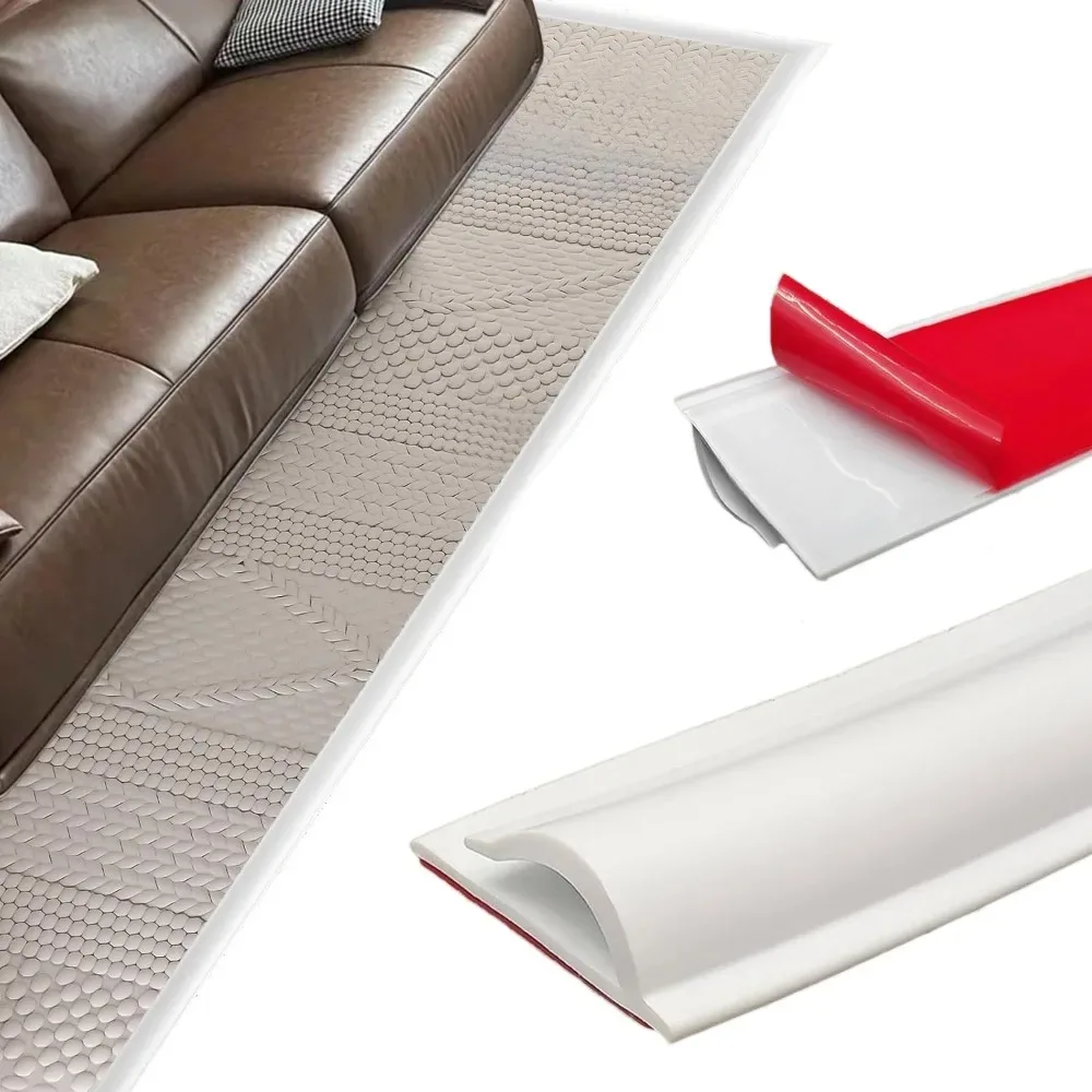 1PC 2m/78,74in Professionelle PVC Teppich Rand Trim Streifen Selbstklebende Flexible Teppich Rand Schutz Sicher Schwelle streifen Tür Image