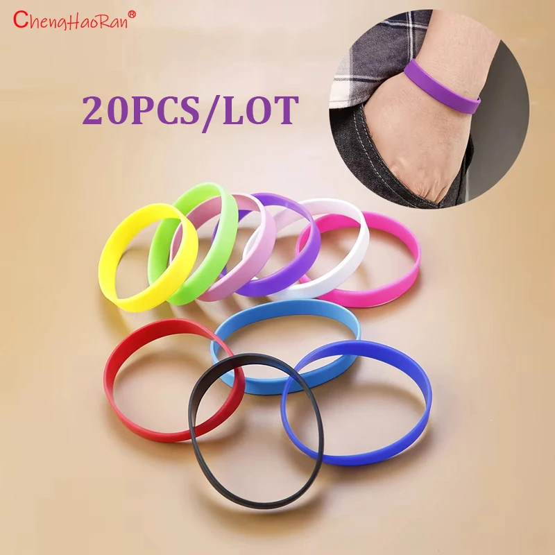 20 TEILE/LOS Großhandel Silikon Gummi Armband Flexible Handgelenk Band Manschette Armband Sport Casual Armreif Silikon handgelenk strap