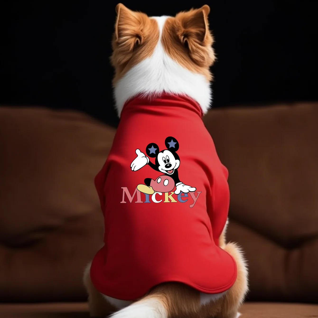 1 Stück Haustier-Kurzarmshirt mit Mickey-Aufdruck, weiches Kurzarm-T-Shirt für Katzen und Hunde Image