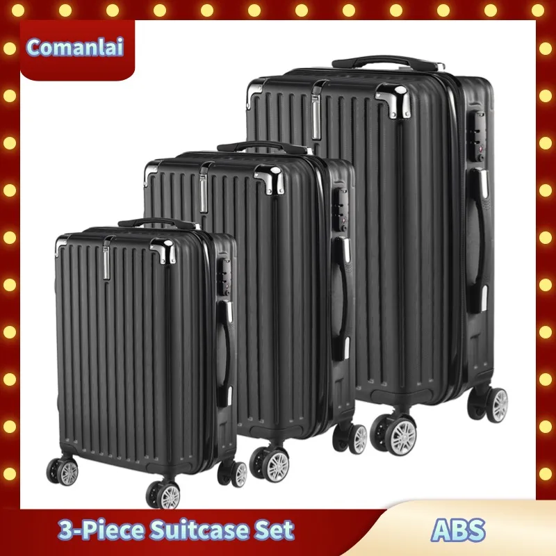 Comanlai Set valigie da 3 pezzi, valigia da viaggio con lucchetto TSA, set valigia trolley, custodia rigida, 28/24/20", ABS, 4 ruote