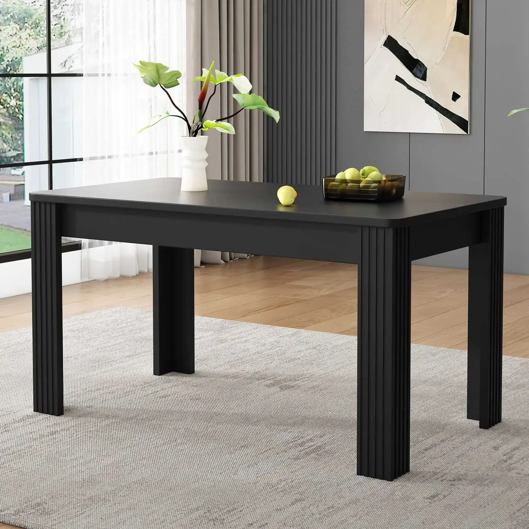 Table à manger, table à manger contemporaine, table à manger robuste, table à quatre pieds, table en chêne, table à manger rectangulaire