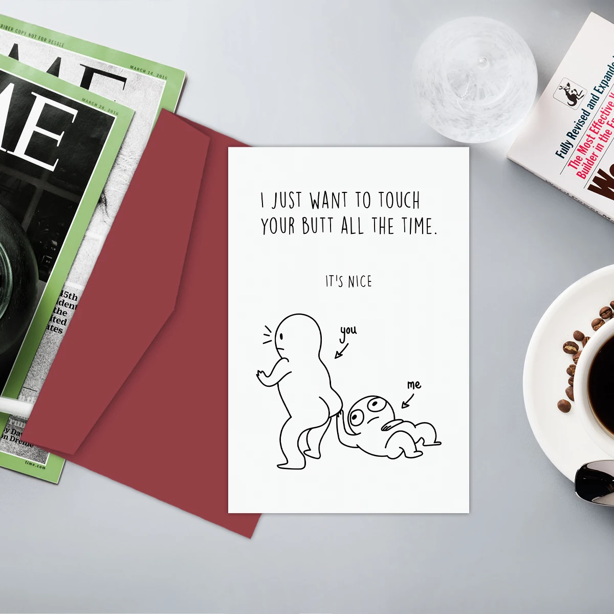1PC Funny Birthday Card for Him Her Naughty Touch Butt Love Card BF GF for Husband or Wife Cheeky Anniversary Card for Couple