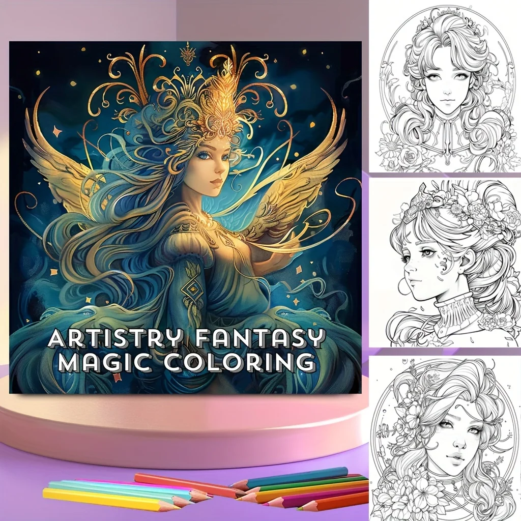 1pc Artistry Fantasy Coloring Coloring Book for Soothing Stress | Stress Reduction Colouring Book for Stress Relief &Gifting