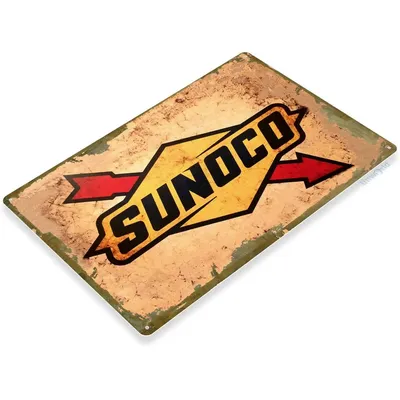 SRongmao Sunoco Tankstelle Öl Garage Motor Retro Logo Rustikale Wanddekoration Metallblechschild in