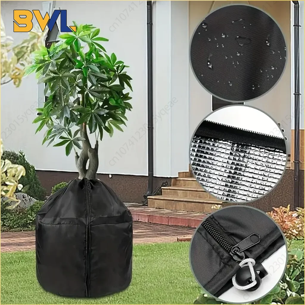 Wiederverwendbare Pflanzenfrost-Abdeckung, Winterschutztaschen mit Kordelzug, kältebeständig, insektensicher, Gartendecke für Bäume, Sträucher, Palmen Image