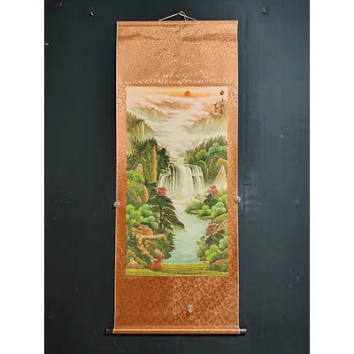 China living room nave decorative painting mural with watermark three feet nave Li Keran landscape