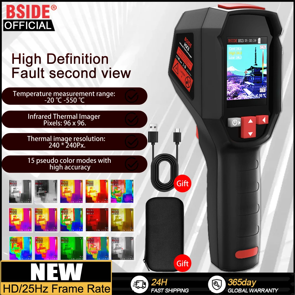 BSIDE HX3 Handheld-Industrie-Wärmebildkamera -20-550 °C HD-Auflösung PCB Rohrinspektion Brandschutz-Wärmebildkamera Image
