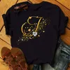 Druck T-shirt Diamant Gold Brief Schrift A B C D E F G Kurzarm T-Shirt Sommer kurzarm Harajuku streetwear Tops Tees