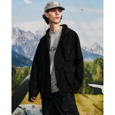node Hooded single jacket