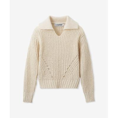 blond9 Volume open collar bookle knit_ivory