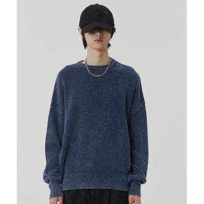 maisonmined DAMAGE COLOR DYE KNIT NAVY