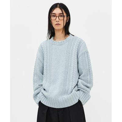 lmood Bulky Lambs Wool Cable Knit Pale Blue