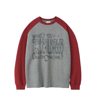gainsboro Child Long Sleeve_Deep Gray/Maroon