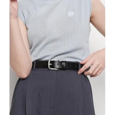 theabon Women's Three Belt Loop Real Cowhide Belt Black
