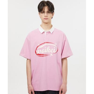 waikei Logo Rugby Collar Short Sleeve T-shirt Pink