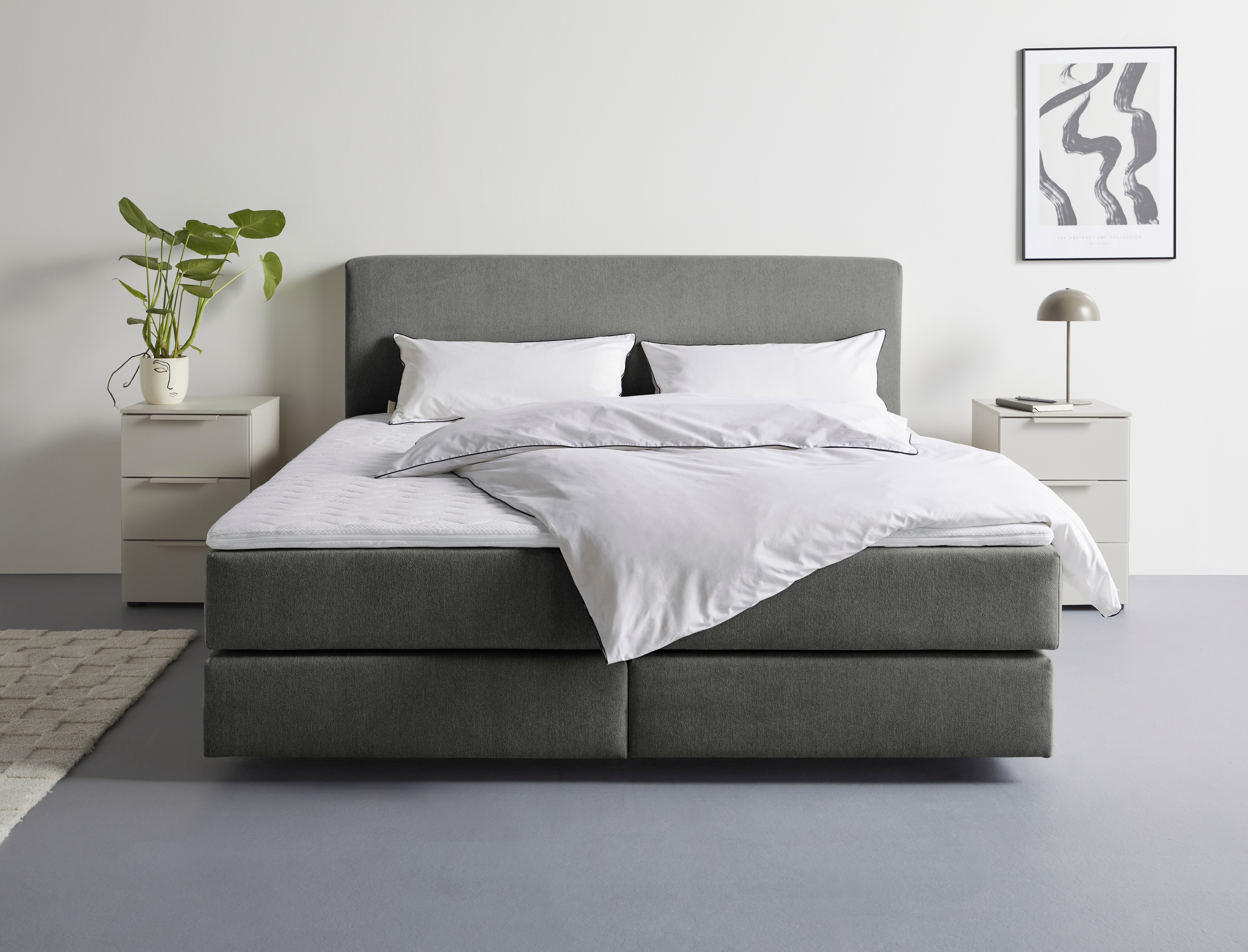 Boxspringbett "Zalia erhältlich in verschiedenen Breiten, inkl. Toppper", anthrazit, B:165cm L:217cm, LEGER HOME BY LENA GERCKE, Komplettbetten, Boxspringbett, wahlweise mit Bonnell- oder 7-Zonen-Tonnentaschenfederkern Image
