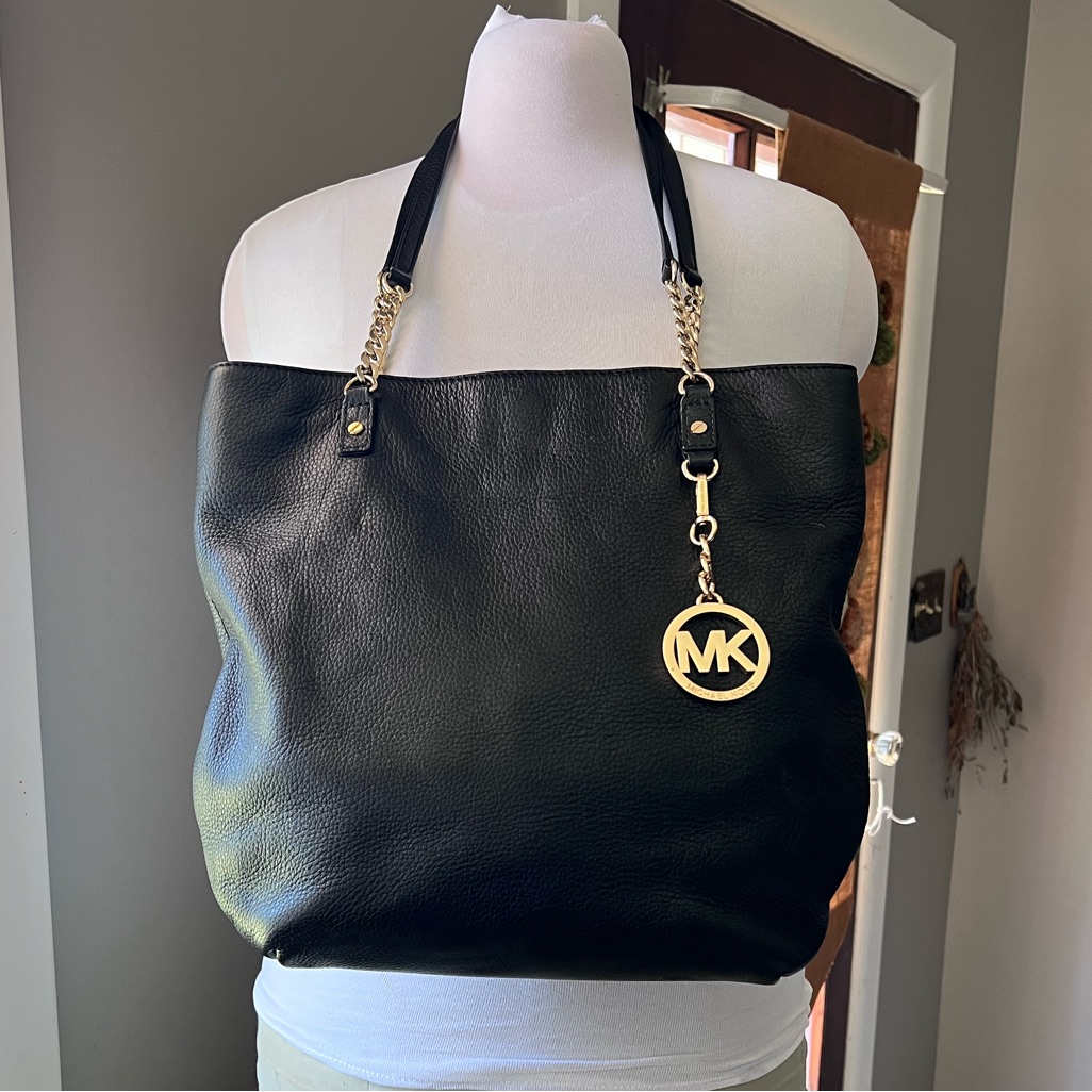 Michael Kors Bags | Black Michael Kors Handbag Tote | Color: Black/Gold | Size: Os