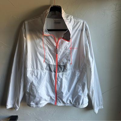 Columbia Jackets & Coats | Columbia Women’s Lightweight Windbreaker Trail Jacket White Sz L With Marks | Color: Orange/White | Size: L