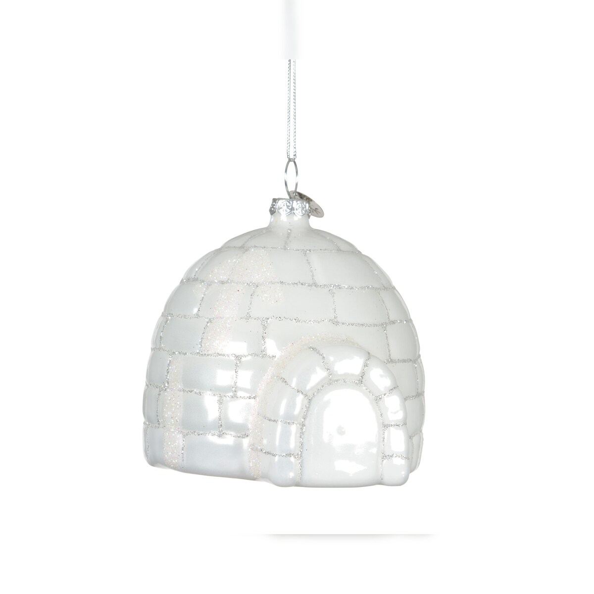 Christmas Decorations Christbaumschmuck Glas 7,7cm Iglu Figur zum Aufhängen - Weihnachtsbaum Anhänger Weihnachten Weihnachtsbaumschmuck mundgeblasen Schnee Hütte Haus Weiß Image