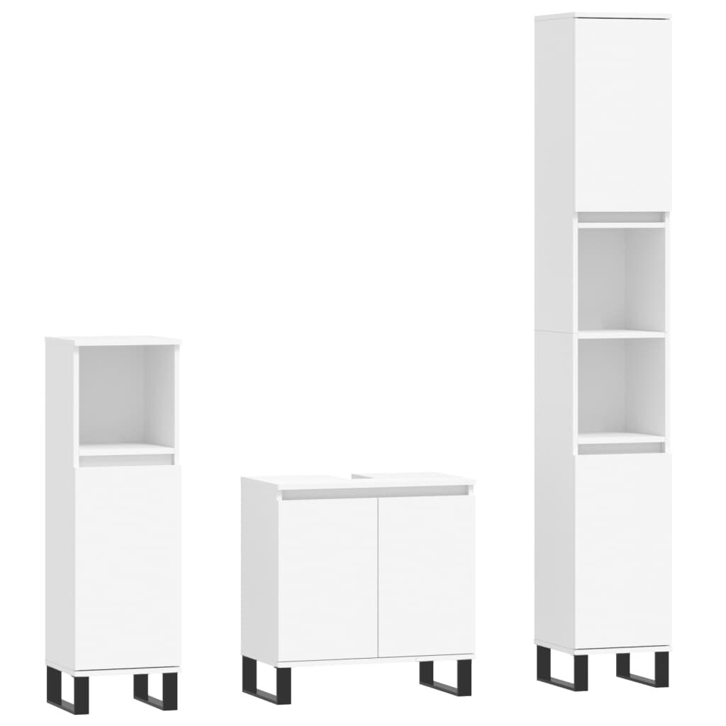 vidaXL 3-tlg. Badmöbel-Set Weiß Holzwerkstoff 33x58x60cm Image