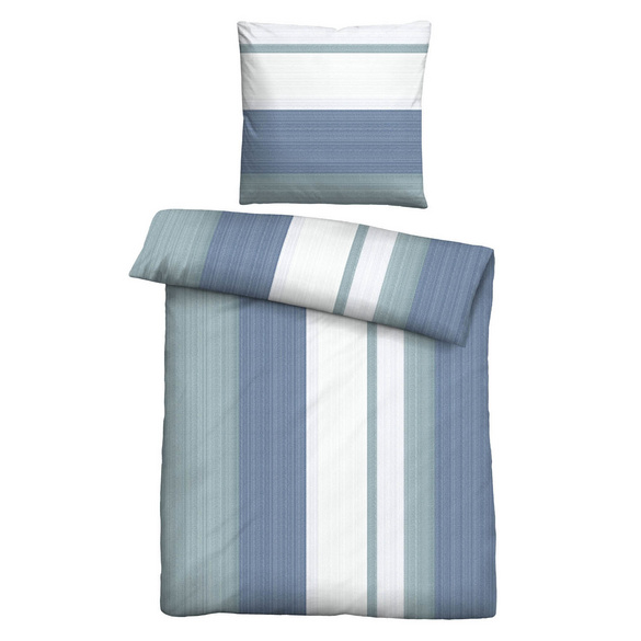 Castell Feinbiber Bettwäsche Längsstreifen lagune, 1x 135x200 cm + 1x 80x80 cm Image