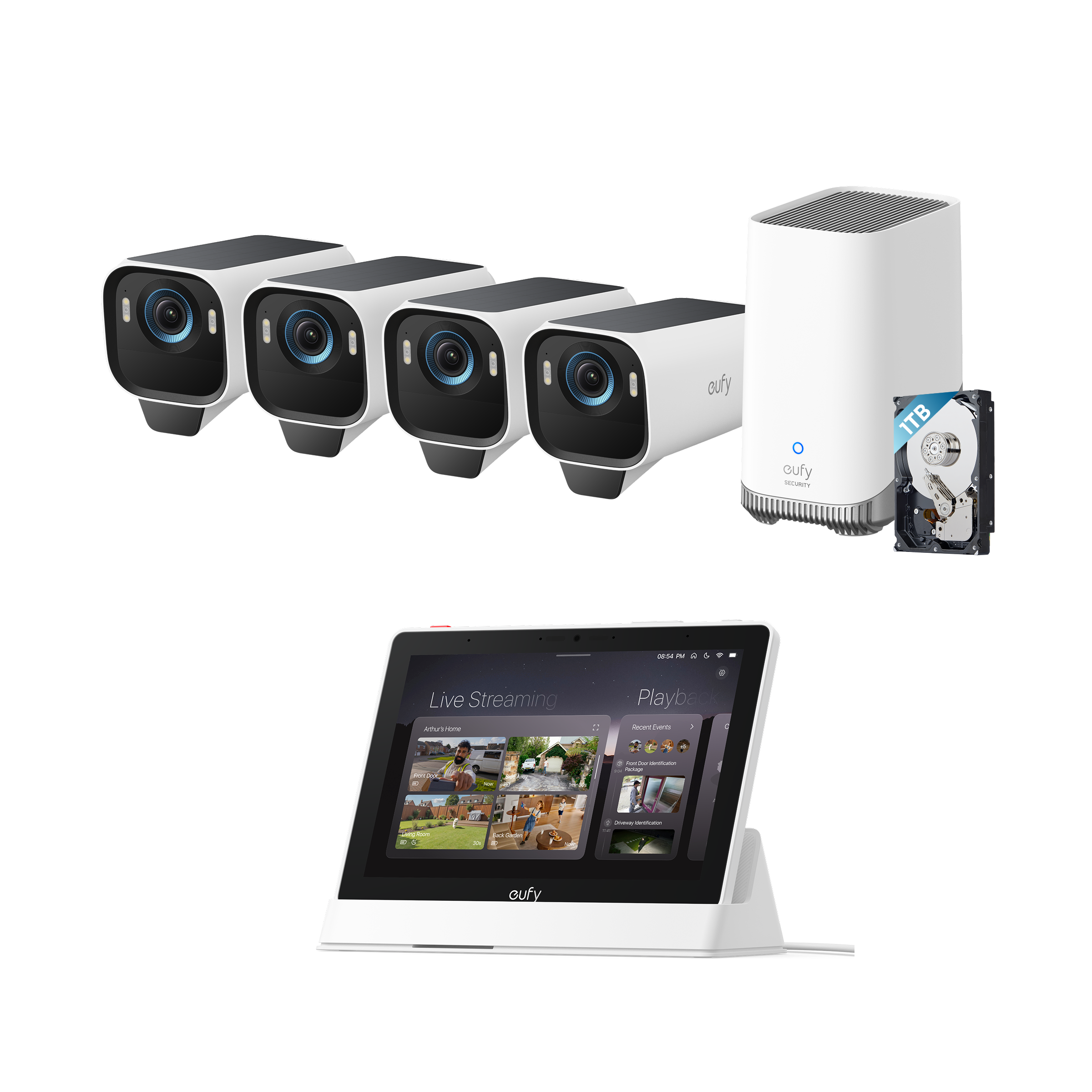 eufyCam S3 Pro (4-Cam Kit with HomeBase S380) + Smart Display E10