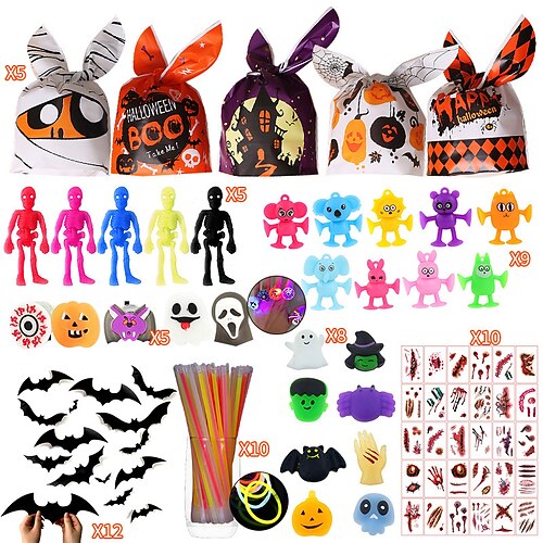 Halloween-Partygeschenke, Multipack, vorgefüllte kleine Hexenkessel aus Plastik, Spielzeug in großen Mengen, Halloween-Preise, Miniaturen für Kinder, Süßes oder Saures, Spielzeug für Kinder, Image