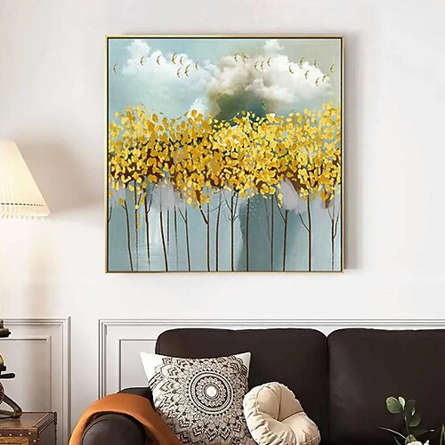 Ölgemälde handgemachte handbemalte Wandkunst moderne Goldfolie Baum abstrakte Heimtextilien Dekor gerollte Leinwand kein Rahmen ungedehnt Image