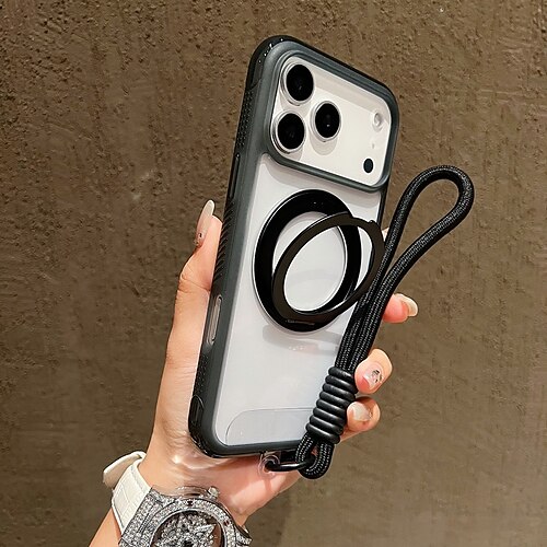 Handy Hülle Handyhüllen Für iPhone 17 Pro Max 17 Air 16 15 14 Pro Max Plus 13 Pro Max Rückseite mit Trageriemen Unterstützt kabelloses Laden Ständer Retro TPU Acryl Image
