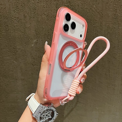 Handy Hülle Handyhüllen Für iPhone 17 Pro Max 17 Air 16 15 14 Pro Max Plus 13 Pro Max Rückseite mit Trageriemen Unterstützt kabelloses Laden Ständer Retro TPU Acryl Image