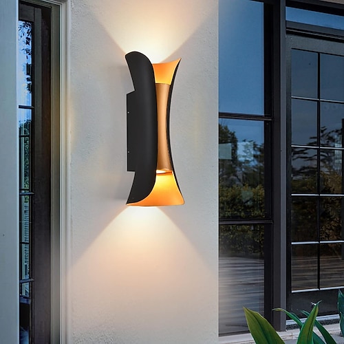 LED-Wandleuchte für den Außenbereich, 6 W, 10 W, 20 W, 30 W, Auf-/Ab-Beleuchtung, Innen-Doppelkopf, gebogen, wasserdicht, IP65, Wandleuchte, moderne Schlafzimmerlampe, warmweißes Licht, AC85–265 V Image