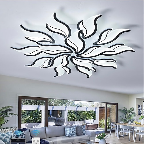 3-flammig 5-flammig 60/68/78/90/100 cm Dimmbar Cluster-Design Deckenleuchten Metall Acryl Geschichtet Künsterlischer Stil Moderner Stil Lackierte Oberflächen Schwarz LED Modern 110-120V 220-240V Image