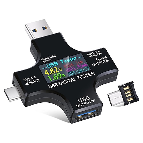 USB-Tester Typ C, USB-C-Tester, Spannungs- und Stromtester, Detektor, Lesegerät, Multimeter, Farbbildschirm für Telefon, Laptop, Powerbank usw. Image