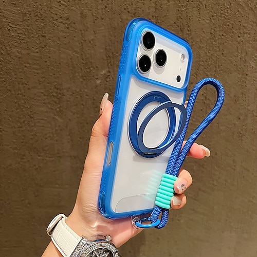 Handy Hülle Handyhüllen Für iPhone 17 Pro Max 17 Air 16 15 14 Pro Max Plus 13 Pro Max Rückseite mit Trageriemen Unterstützt kabelloses Laden Ständer Retro TPU Acryl Image