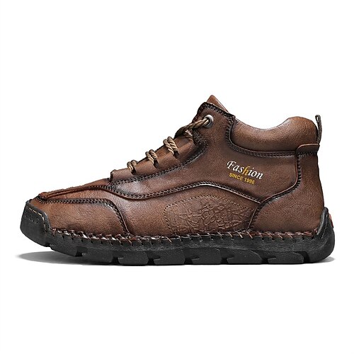 braune Herren-Wanderschuhe mit Schnürung in robustem Design – bequem und modisch für die Freizeit, Reisen und Wanderungen Image