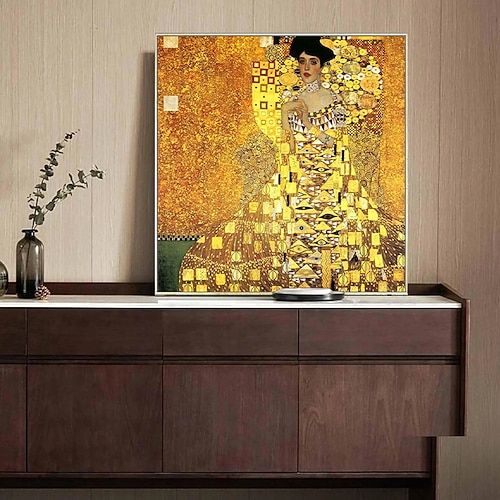 mintura handgemachtes Porträt von Adele Bloch-Bauer Ölgemälde auf Leinwand Wandkunst Dekoration Gustav Klimt berühmtes Bild für Wohnkultur gerolltes rahmenloses ungedehntes Gemälde Image