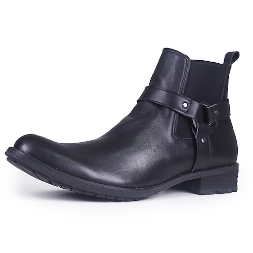 Herrenstiefeletten aus Wildleder – lässige Chelsea-Stiefel mit Retro-Schnallenriemen für die Arbeit und das Wochenend-Outfit Image