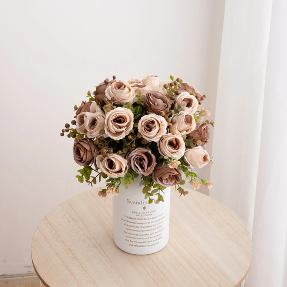 Silk Artificial Flower Rose Wedding Bridal Bouquet Home vase Festival Outdoor Yard Garden Arch diy Gift box festival party Decor