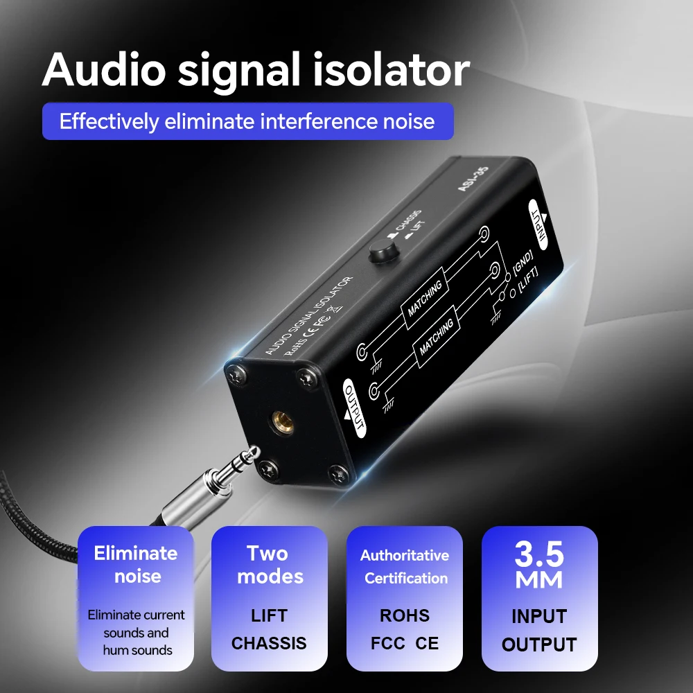 Professional Hum Eliminator Audio Signal Isolator Noise Filter Musical Portable 3.5MM AUX Ground Loop IsolatorAccessories