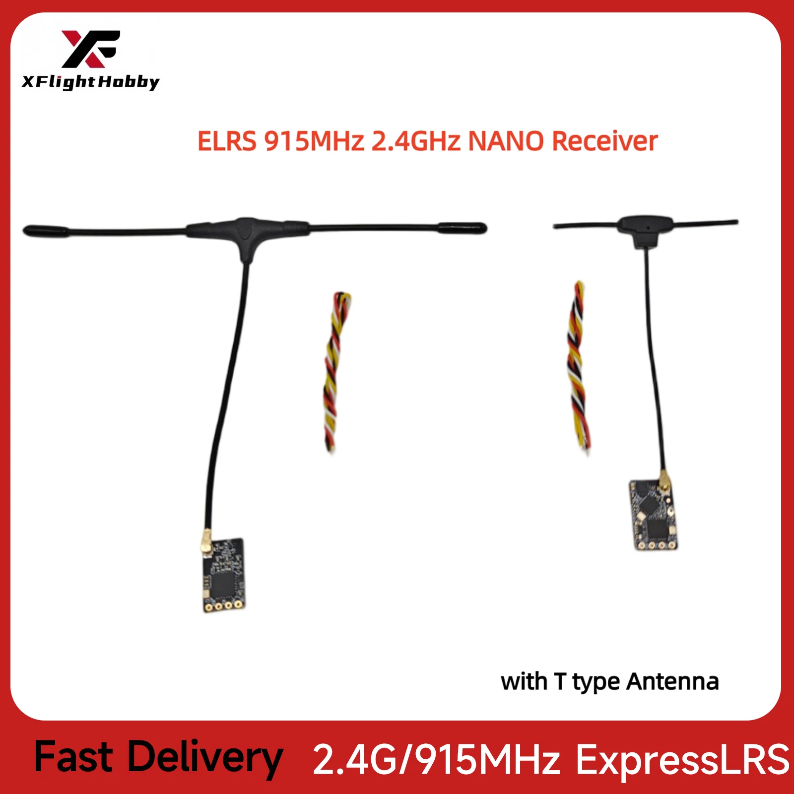 XFlight Hobby ELRS 915MHz 24GHz NANO ExpressLRS Receiver With T Type Compatible With RC Drones Parts
