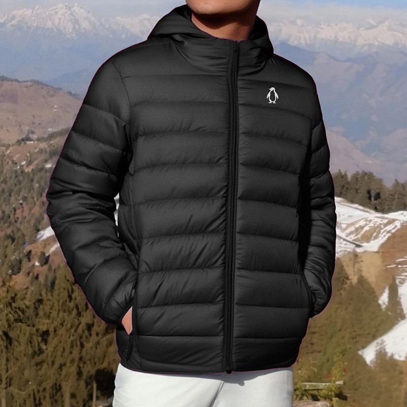 Men's Print Penguin Winter Coat Down Jacket Puffer Jacket Thermal Warm Rain Waterproof Lightweight Casual Outdoor Daily Padded Quilted Hooded Jacket Fall Winter Hooded Long Sleeve Black Red Royal Blue
